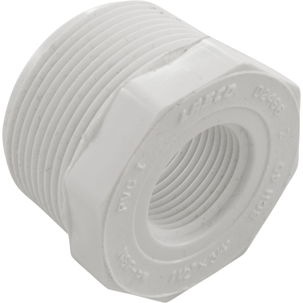 Reducer, Lasco, 1-1/2"mpt x 3/4"fpt, SCH40 PVC : 439-210