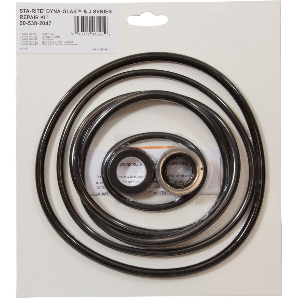 Pump O-Ring Kit, Generic Sta-Rite Dyna-Glas/J Series, w/Seal :