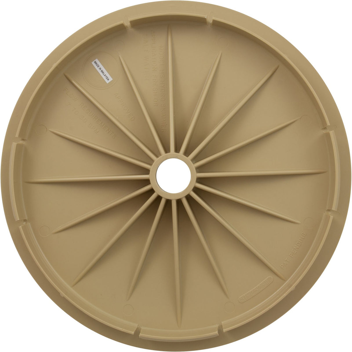Lid, Waterco Baker HydroPak Skimmer, 9-7/8" Diameter, Tan : 51B1017