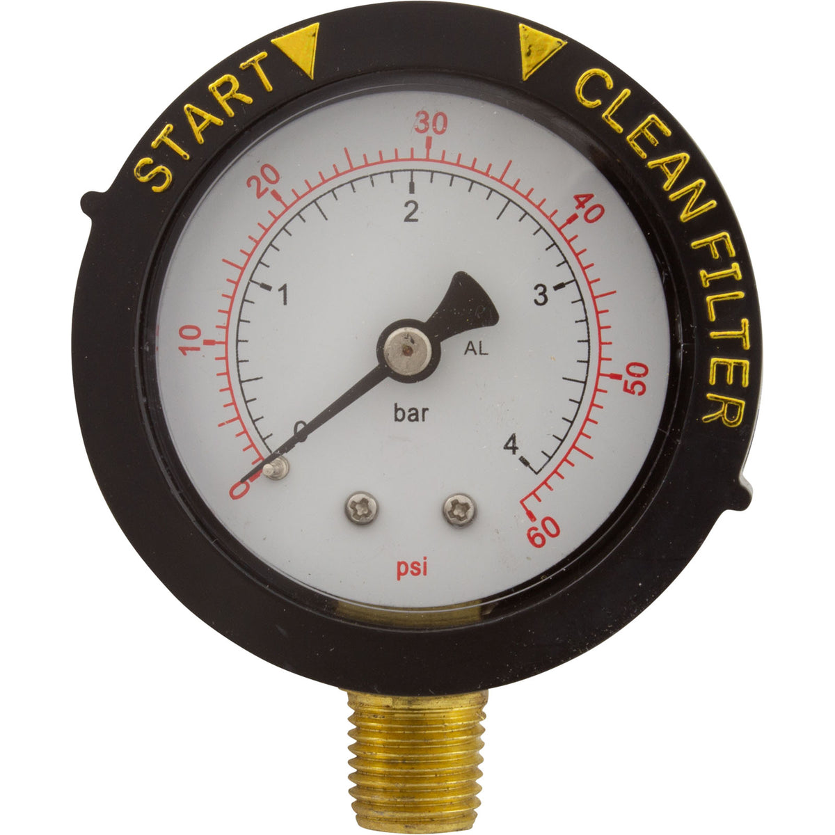 Pressure Gauge, Pentair, 1/4"mpt, 0-60psi, Bottom Mount, Adj Face : 190058Z