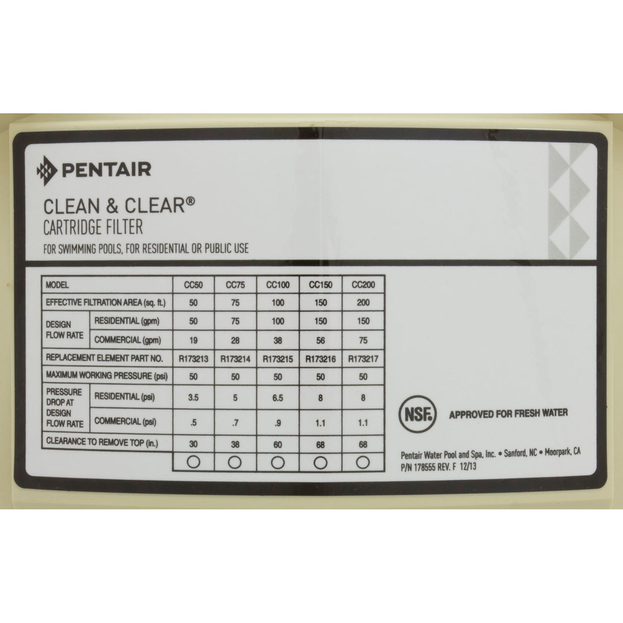 Tank Lid, Pentair American Products CLN/CLR 50/100, Almond : 178553 - American Products/Pentair - 788379671440 - PartsForSpas.com