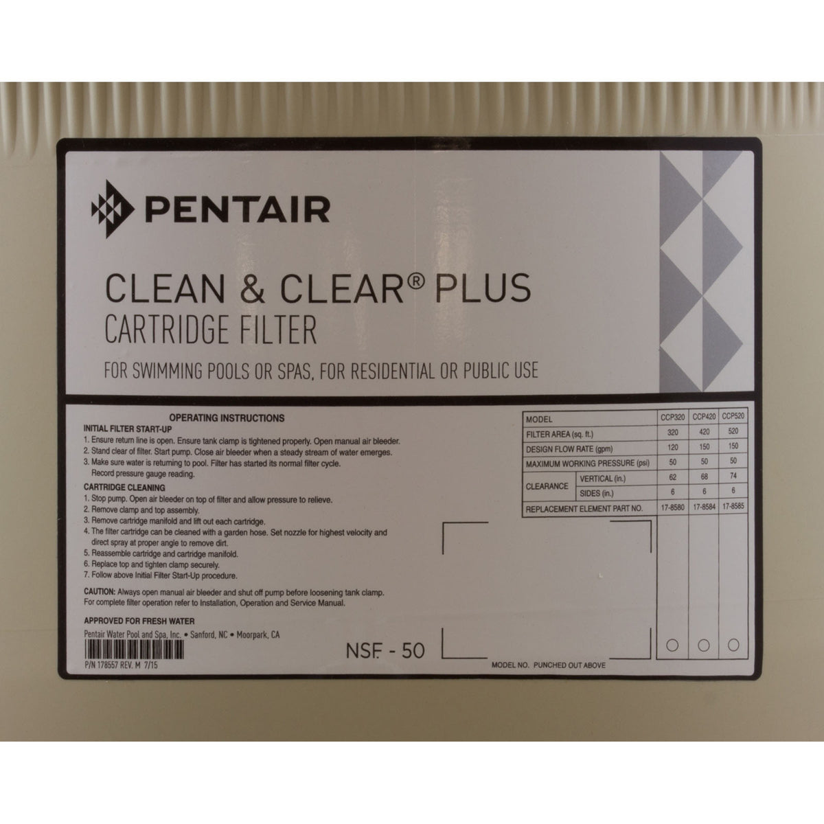 Tank Body, Pentair American Products CLN/CLR, Almond : 178578 - American Products/Pentair - 7.8838E+11 - PartsForSpas.com