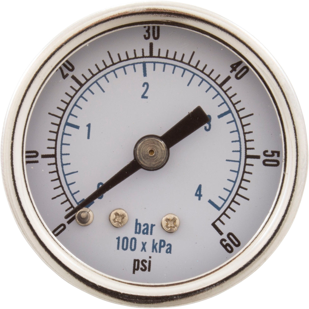 Pressure Gauge, 1/8"mpt, 0-60psi, Back Mount, Generic :