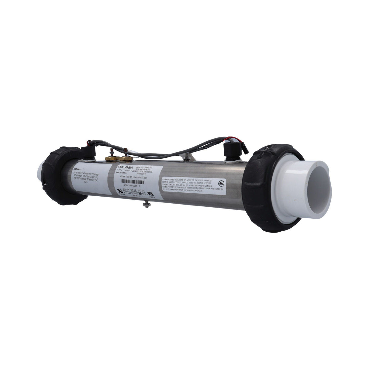 Heater Assembly, Balboa M7, VS/EL, 4.0kW, 230V, 2" x 15"Long, w/2 Sensors, 2"MBT X 1-1/2"S Tailpieces : 58109