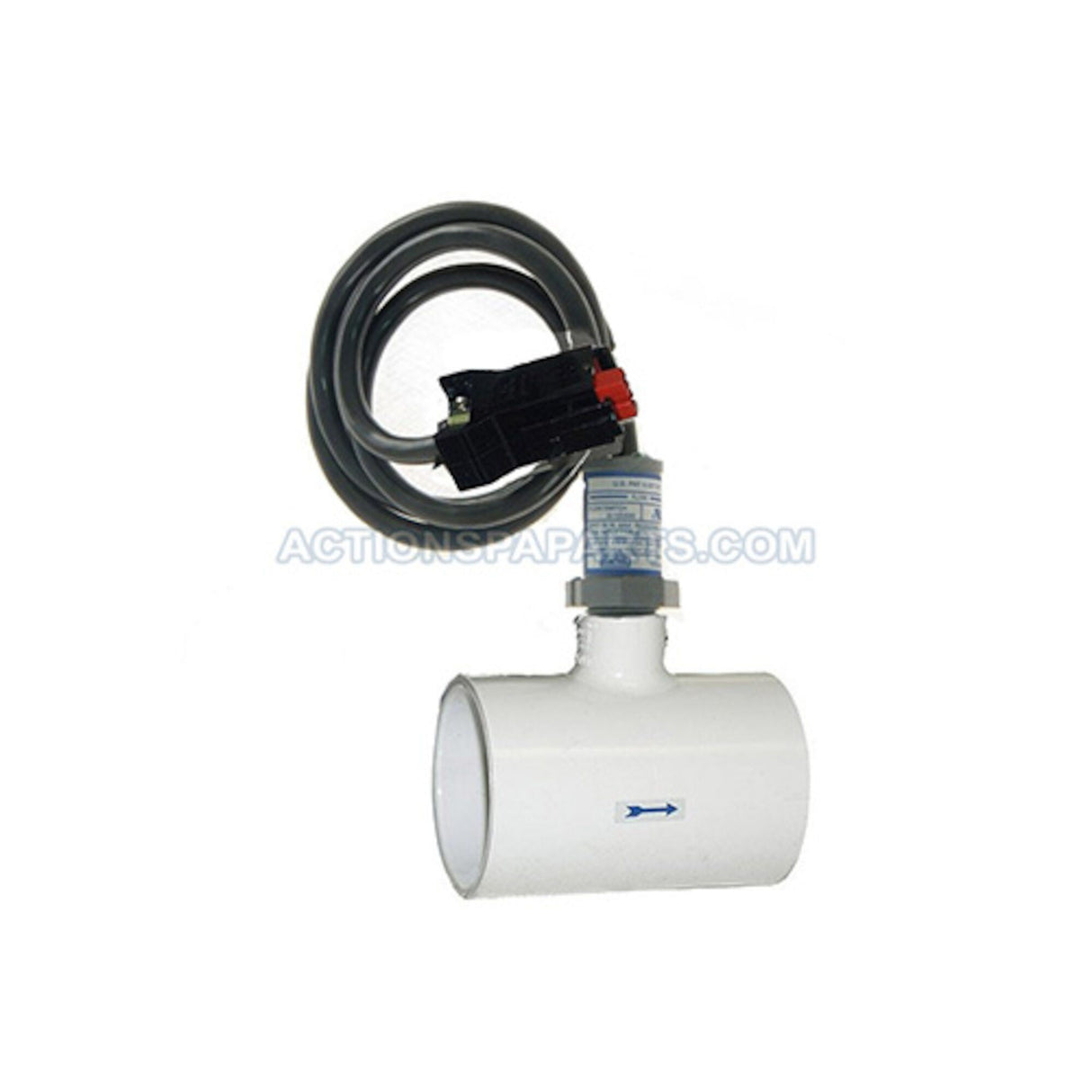 Flow Switch, Jacuzzi, 2" x 1/2"FPT PVC Fitting w/ Cord & Snap in Plug : 2000-067