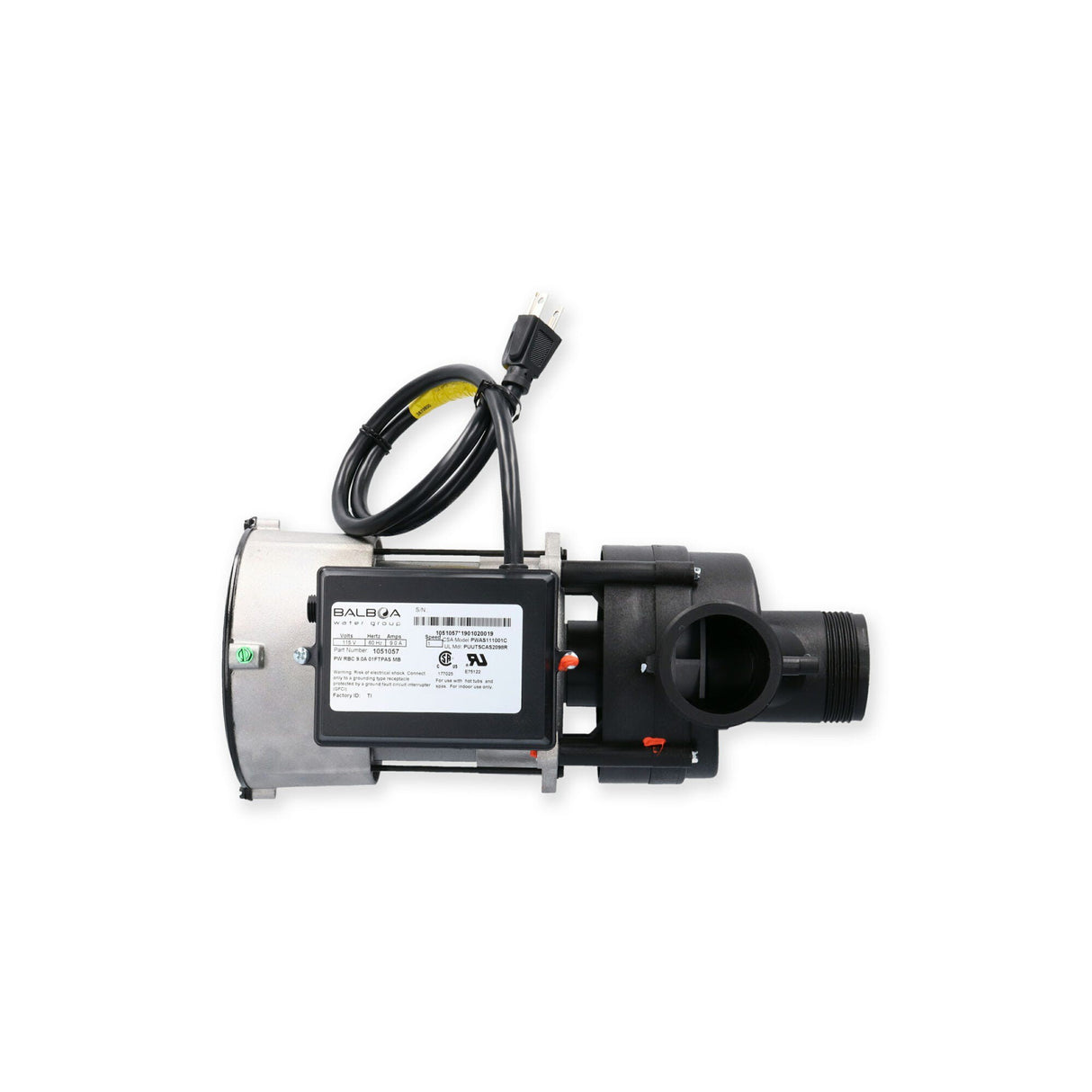 Bath Pump, Vico Power Wow, Front/Top, 1.0HP, 115V, 9.0A, 1-1/2"MBT w/Air Switch & NEMA Cord : 1051057