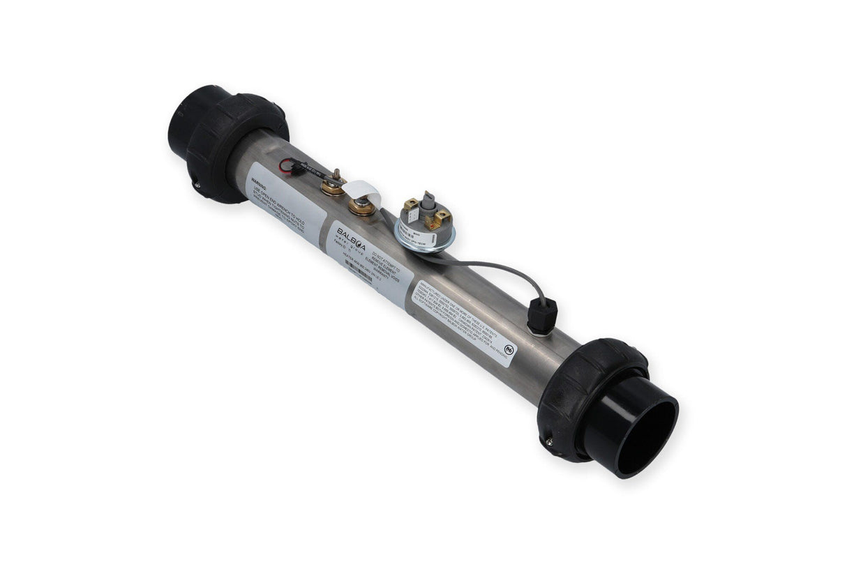 Heater Assembly, Jacuzzi, R574/576, 4.0kW, 230V, 2" x 15"Long, w/1.25 Psi Pressure Switch, Hi-Limit Sensor, Tailpieces : 58048