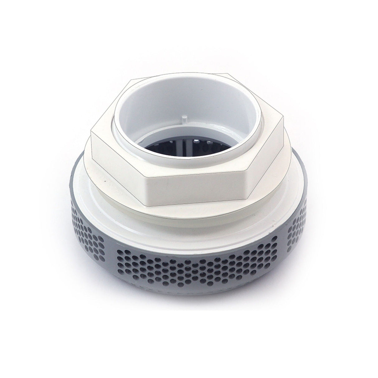 Suction Assembly, Waterway, VGB, Super Hi-Flo, 5"Dia Cover, 2-1/2" Straight Nut, Gray : 640-3797V