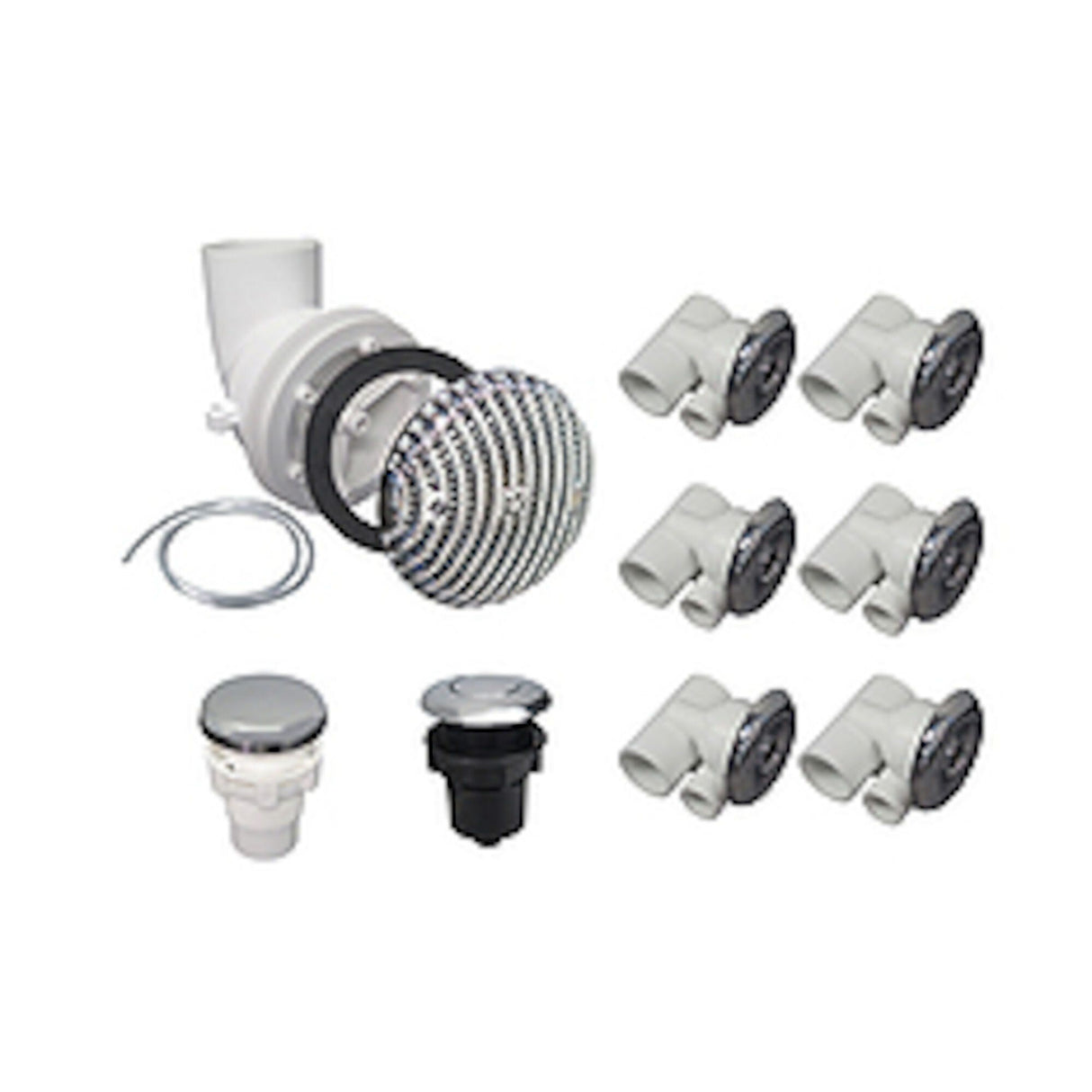 Plumbing Kit, Whirlpool/Bath, Classic Chrome, Inlcudes- Suction Fitting, Air Control, Jets & Air Button : 3-80-5135