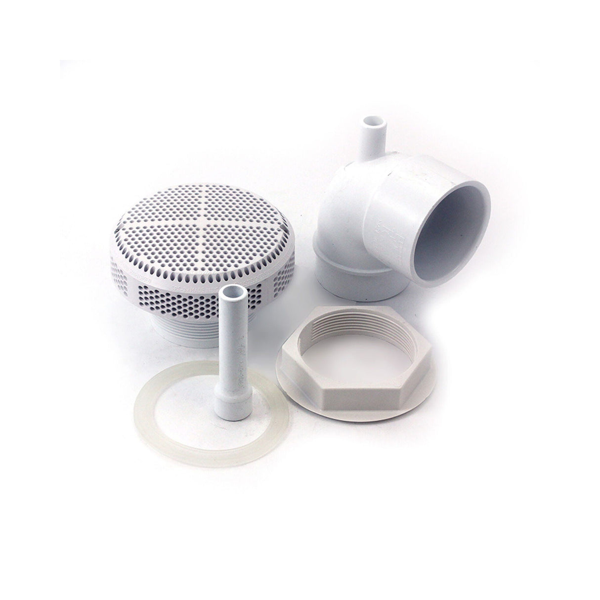 Suction Assembly, Waterway, VGB, Super Hi-Flo, 5"Dia Cover, 2-1/2"S, 90° Ell w/3/4" Vacuum Break, Gray : 640-3597V