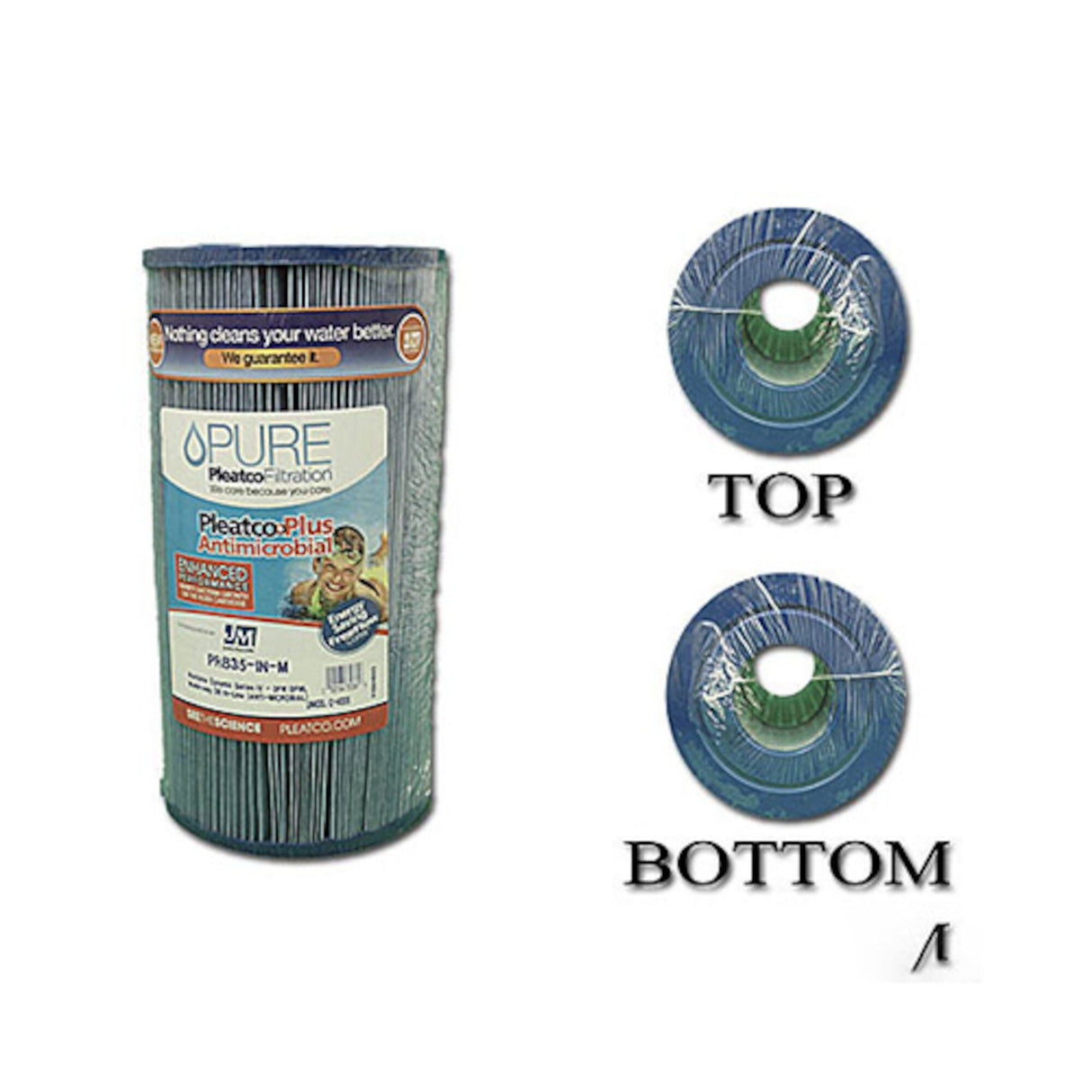 Filter Cartridge, Pleatco, Diameter: 5", Length: 9-1/4", Top: 2-1/8" Open, Bottom: 2-1/8" Open, 35 sq ft : PRB35-IN-M