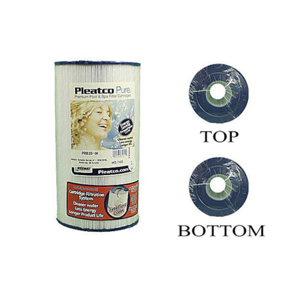 Filter Cartridge, Pleatco, Diameter: 5", Length: 9-1/4", Top: 2-1/8" Open, Bottom: 2-1/8" Open, 35 sq ft : PRB35-IN