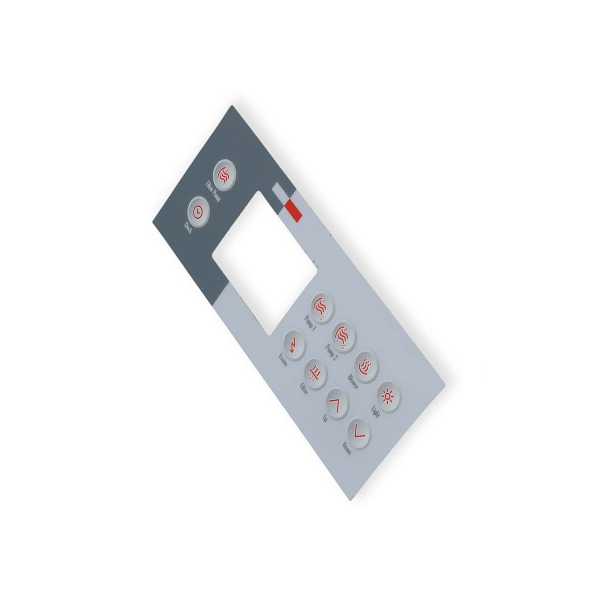 Overlay, Spaside, Gecko TSC4, 10-Button, Pump1-Pump2-Pump3-Blower, For 0201-007044 : 9916-100761
