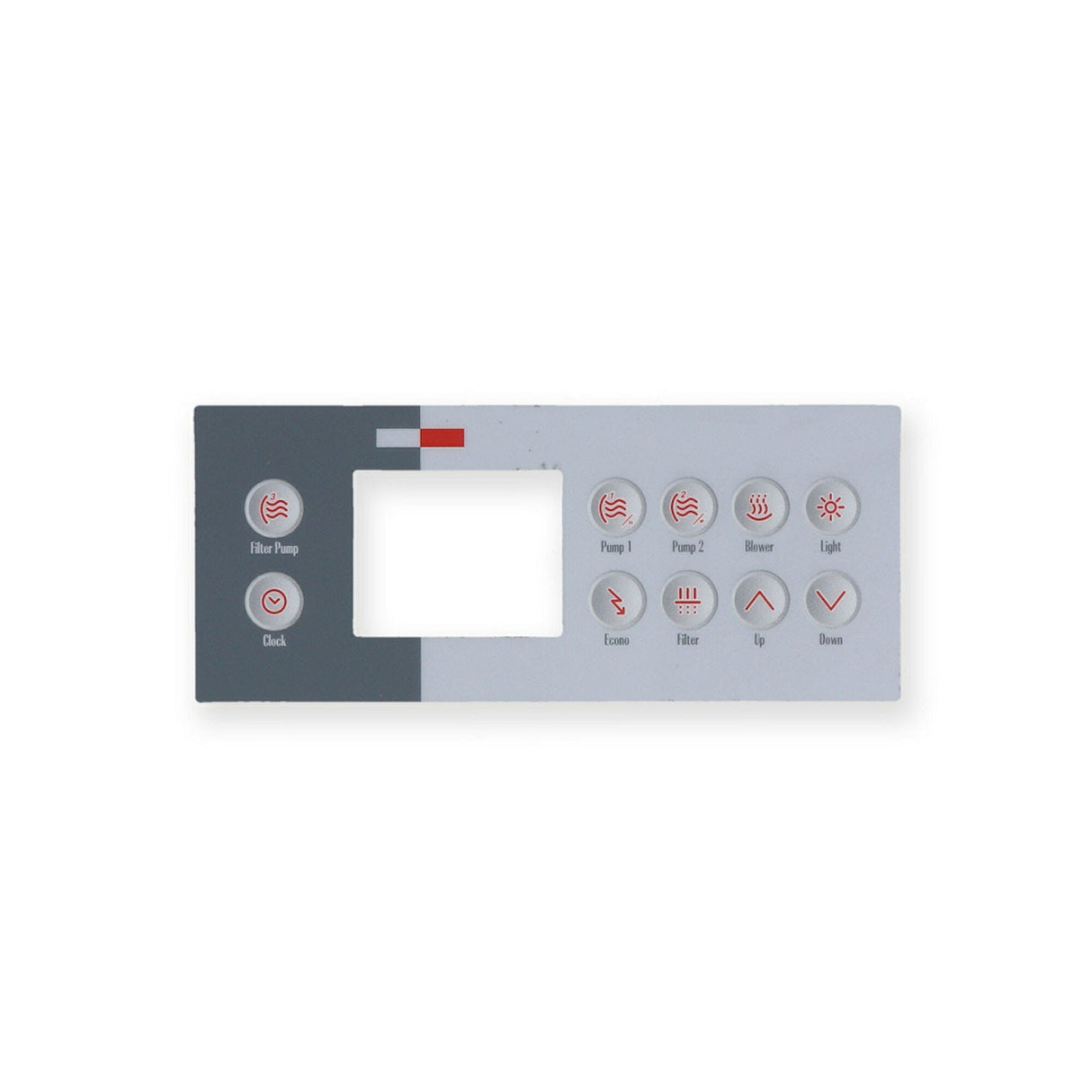 Overlay, Spaside, Gecko TSC4, 10-Button, Pump1-Pump2-Pump3-Blower, For 0201-007044 : 9916-100761