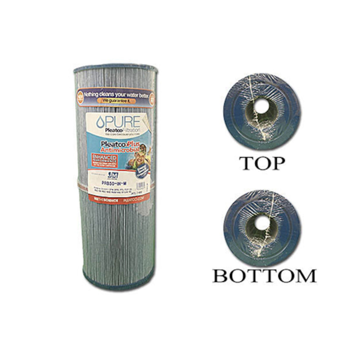 Filter Cartridge, Pleatco, Diameter: 5", Length: 13-5/16", Top: 2-1/8" Open, Bottom: 2-1/8" Open, 50 sq ft : PRB50-IN-M