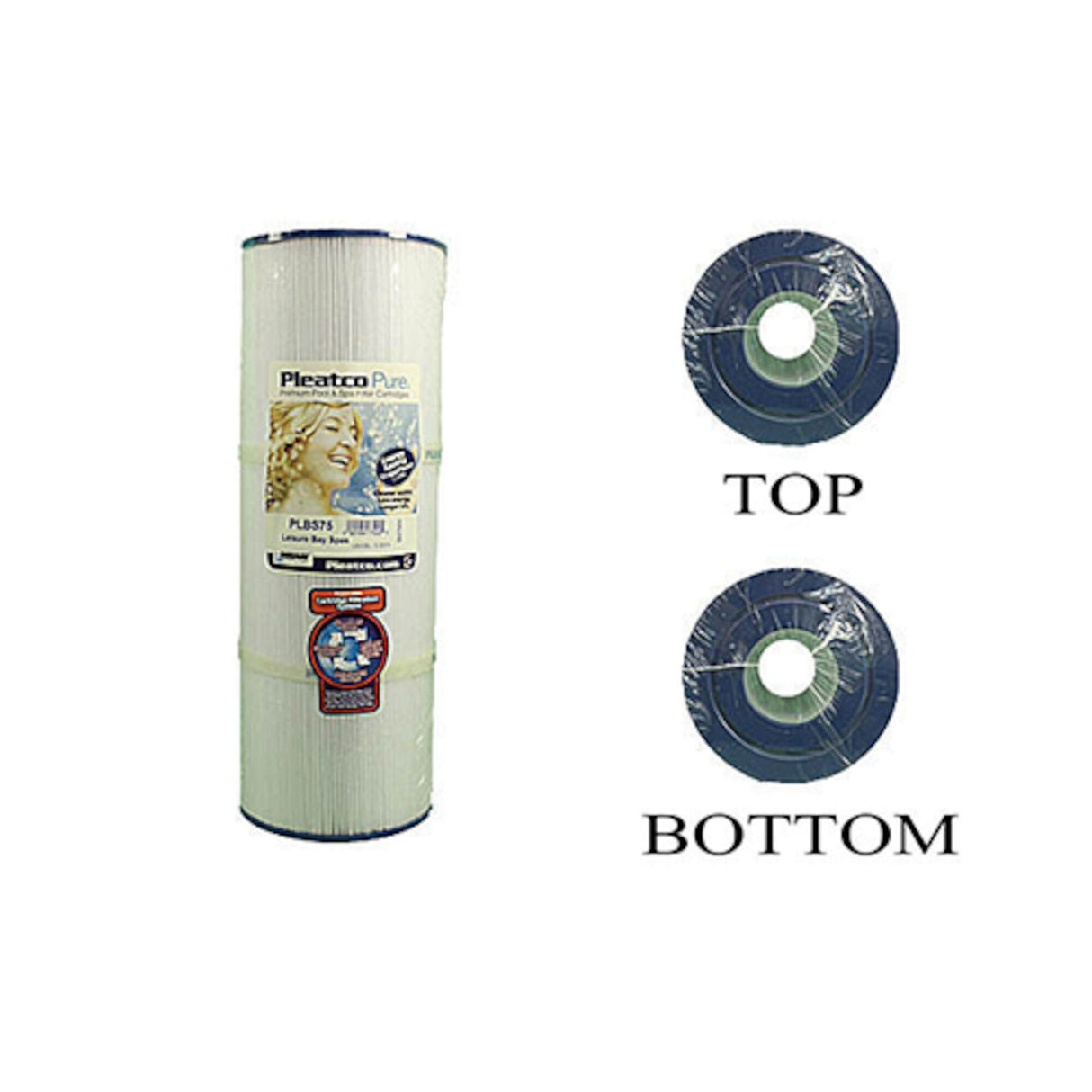 Filter Cartridge, Pleatco, Diameter: 5-5/16", Length: 14-3/4", Top: 2-1/8" Open, Bottom: 2-1/8" Open, 75 sq ft : PLBS75