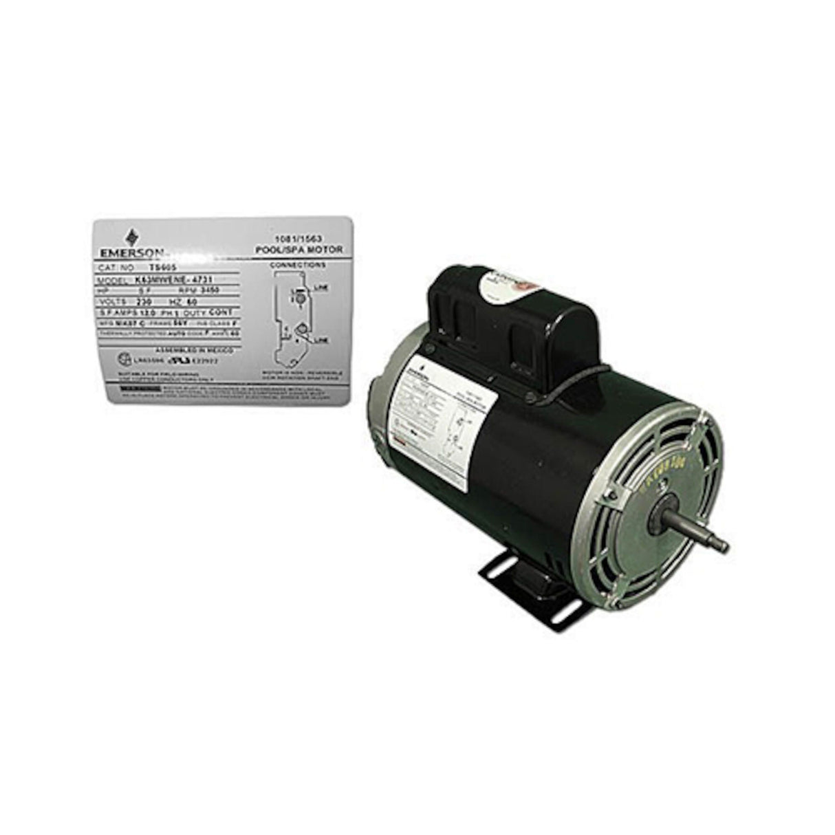 Pump Motor, Nidec/US-Motor, Thru-Bolt,56YFr,1Spd,3HP,230V,12.0Amps 1 Capacitor On Top Of Motor12:00 : TS605