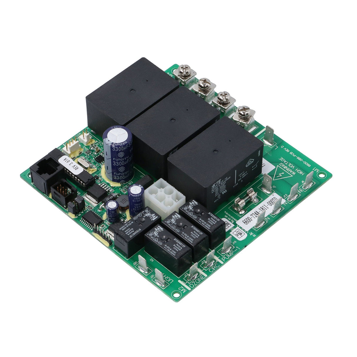 Circuit Board, Sundance / Jacuzzi, LX-10, Rev 3.54+, 1999 +, w/3 Big Relays, 1-Pump, w/Circ Pump : SD6600-286