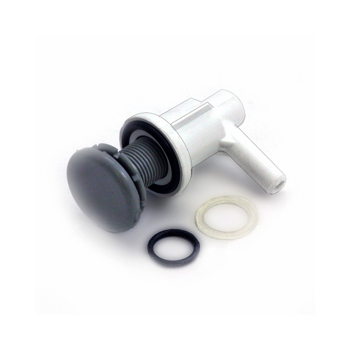 Air Injector, Waterway Lo-Pro Ell, 3/8" Barb, Gray : 670-2207