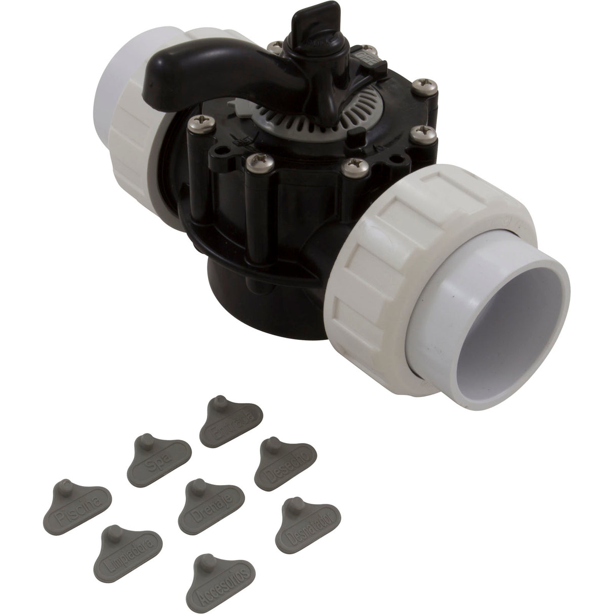 Diverter Valve, 2In Unions, 2-Way, Black : 25922-204-000 - Custom Molded Products - 25922-204-000 - PartsForSpas.com