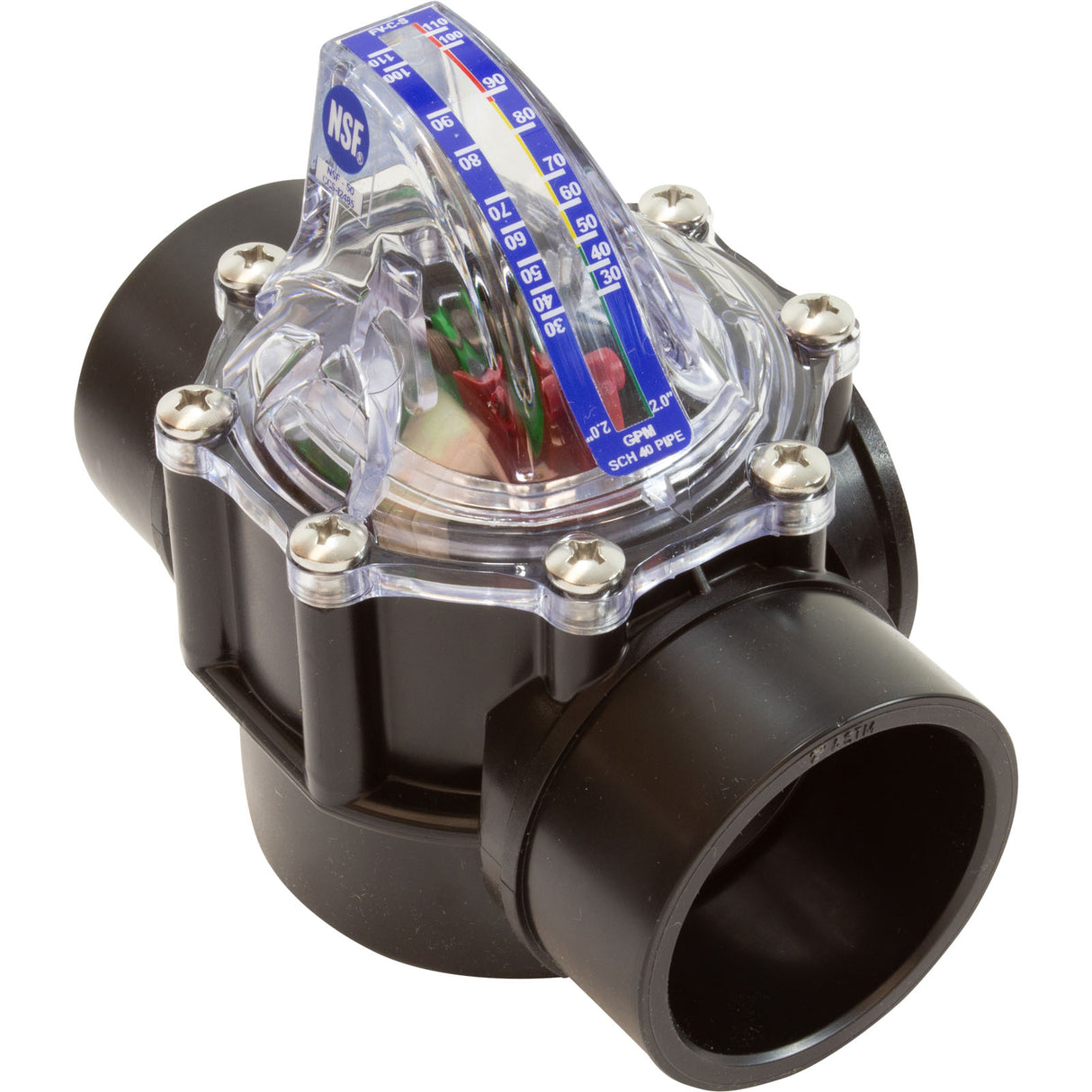 Flow Meter/Check Valve, FlowVis, 2”-2-1/2”spg W/ Safety Flappr : FV-C-S - H2Flow Controls Inc - FV-C-S - PartsForSpas.com