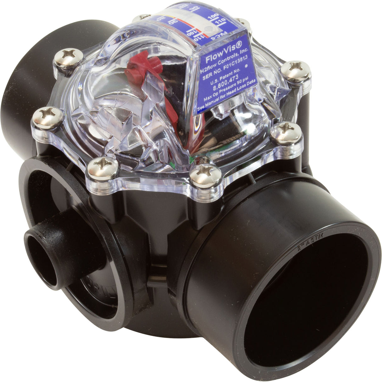 Flow Meter/Check Valve, FlowVis, 2”-2-1/2”spg W/ Safety Flappr : FV-C-S - H2Flow Controls Inc - FV-C-S - PartsForSpas.com