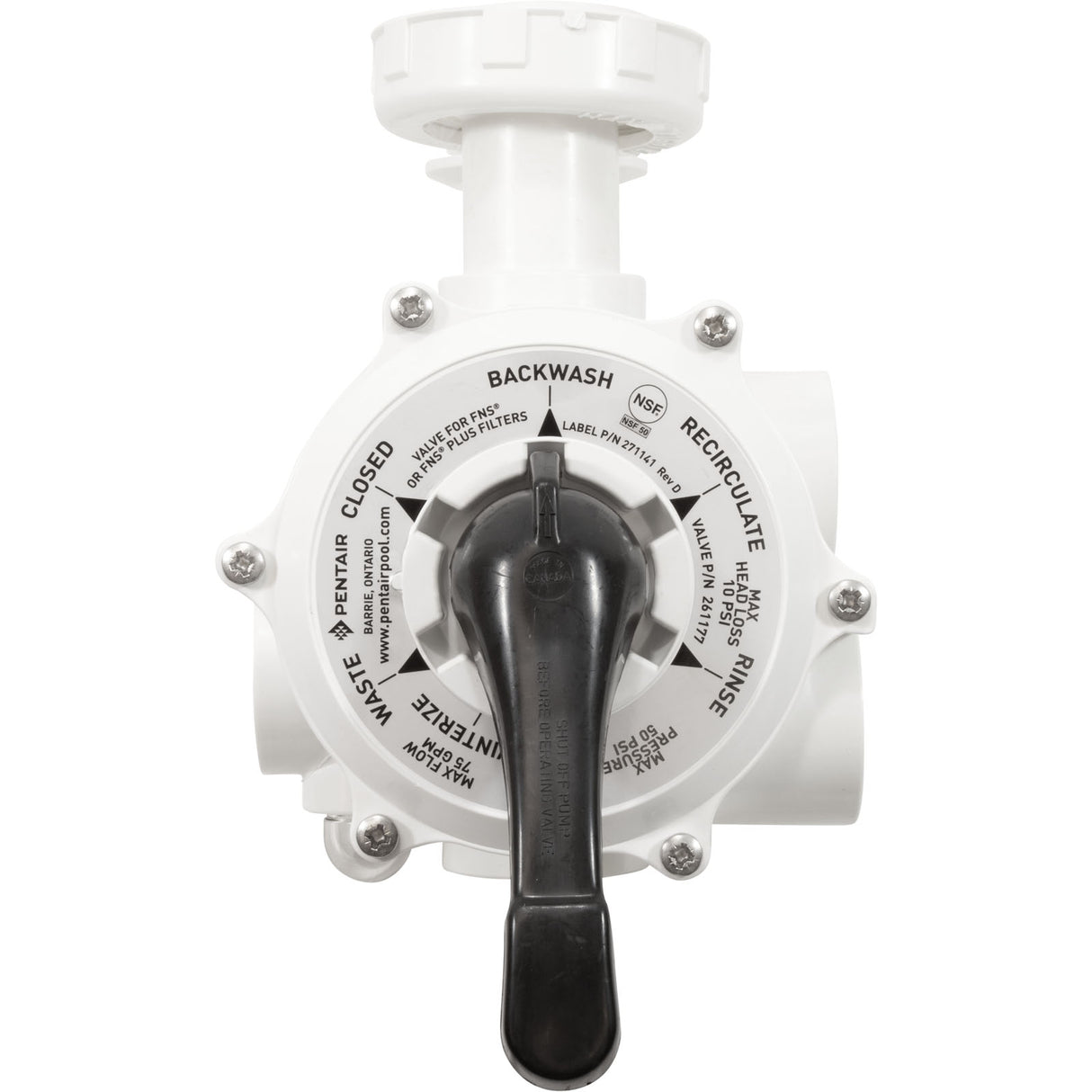 Multiport Valve, Pent DE, Side Mount, 1-1/2", w/Plumb, 6 Pos : 261177 - Pentair - 788379674458 - PartsForSpas.com