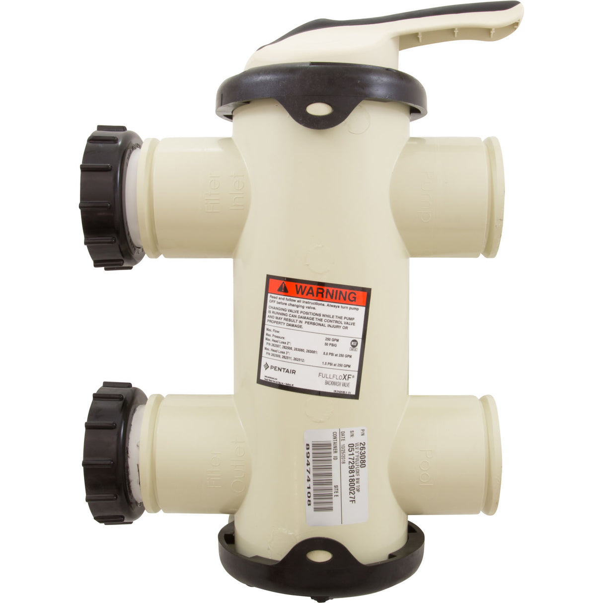 Backwash Valve, Pentair FullFloXF, w/2" Unions : 263080 - Pentair - 788379852955 - PartsForSpas.com