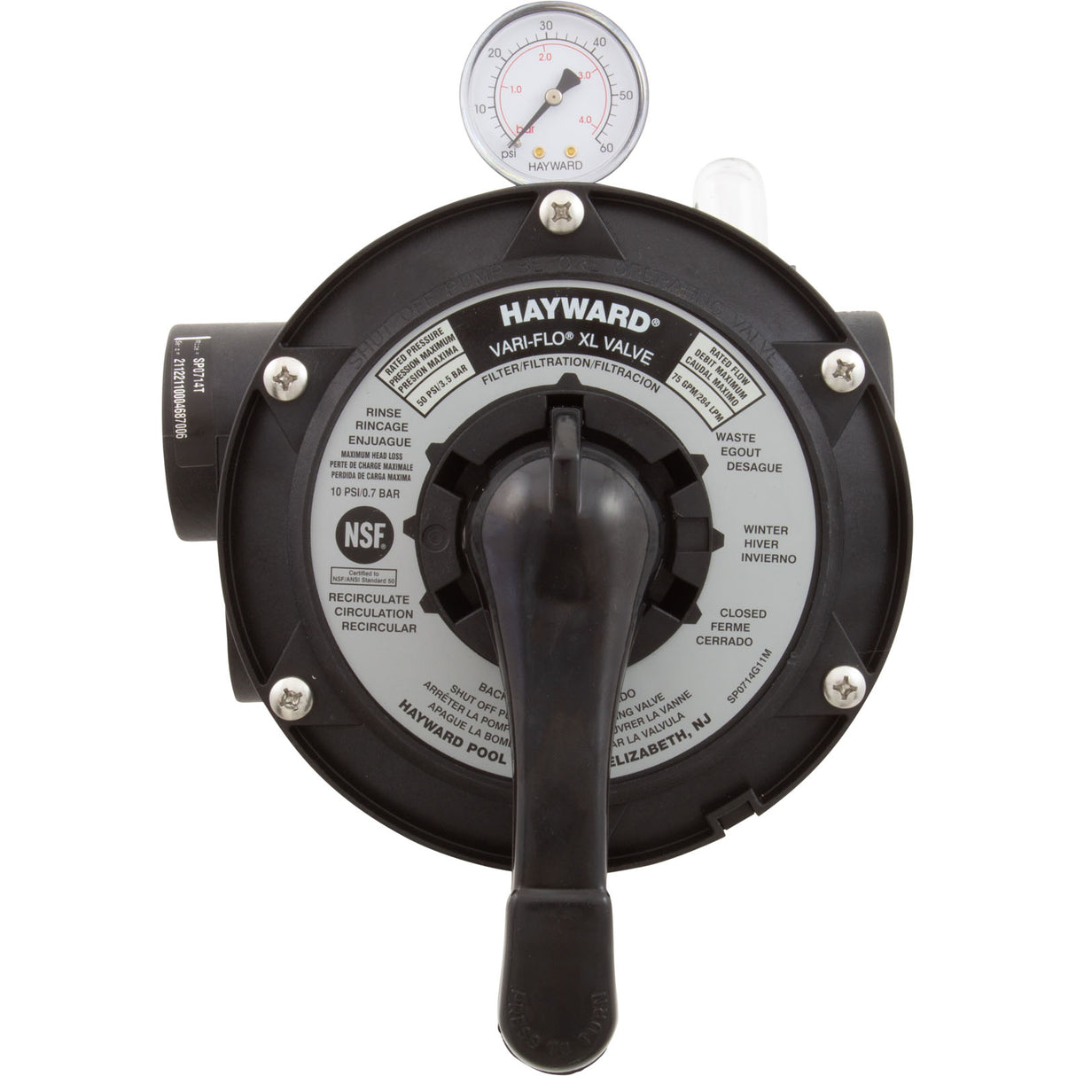 Multiport Valve, Hayward SP0714T, 1-1/2" Top Mount, 6 Pos : SP0714T - Hayward - 0610377472401 - PartsForSpas.com