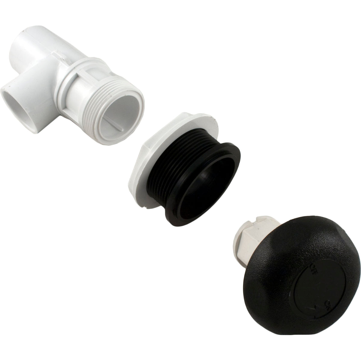 On/Off Valve, Waterway, 1"s x 1"s, Single Port, Black : 600-4361