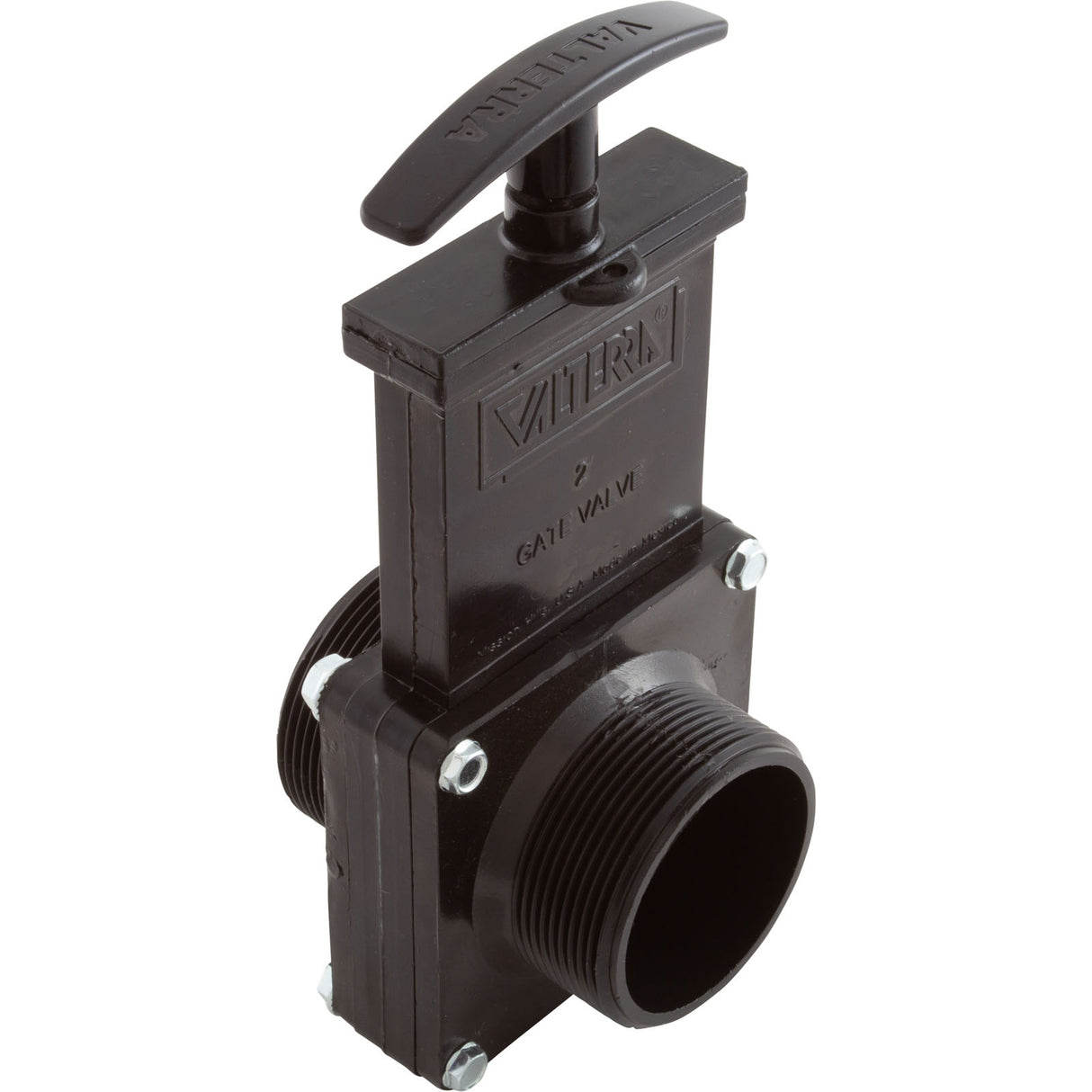 Gate Valve, 3 pc, Valterra, 2"mpt x 2"mpt, 40psi, Black : 7204 - Valterra Products - 019079072047 - PartsForSpas.com