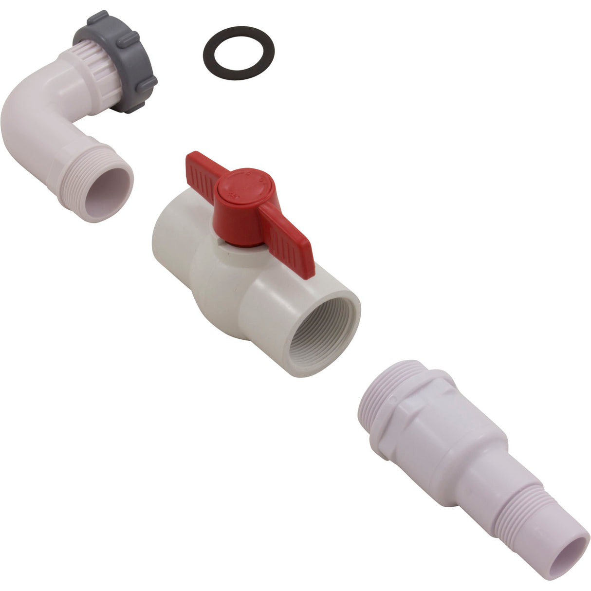 Ball Valve, Intex Pools, w/ Elbow, 40 mm Union : 4563 - GAME - 712910045636 - PartsForSpas.com