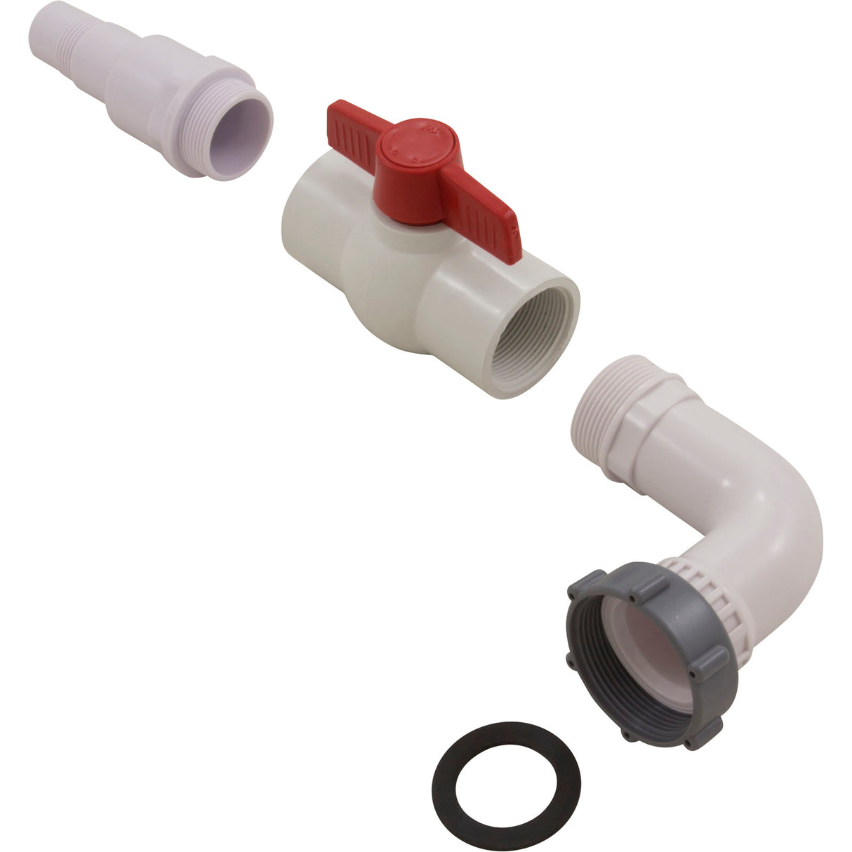 Ball Valve, Intex Pools, w/ Elbow, 40 mm Union : 4563 - GAME - 712910045636 - PartsForSpas.com