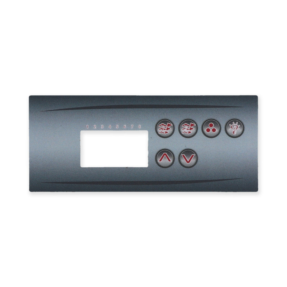 Overlay, Spaside, HydroQuip ECO-3, 6-Button, Pump1-Pump2-Blower/Aux, For 34-0197 : 80-0203