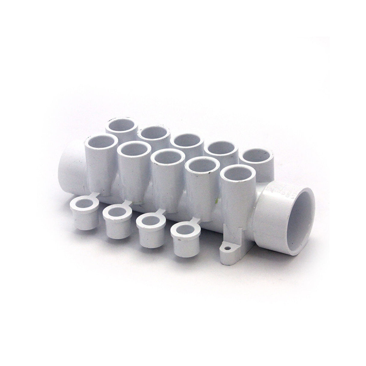 Manifold, PVC, Waterway, 1-1/2"S x 1-1/2"Spg x 10 1/2"S Ports w/ 4 Plugs : 672-4630