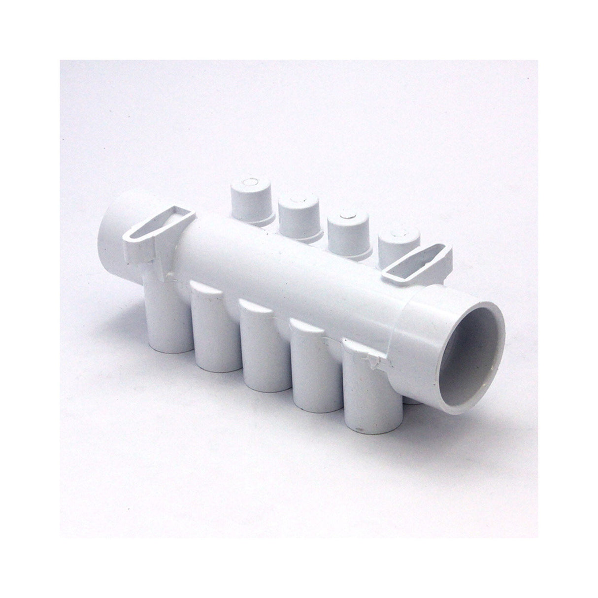 Manifold, PVC, Waterway, 1-1/2"S x 1-1/2"Spg x 10 1/2"S Ports w/ 4 Plugs : 672-4630