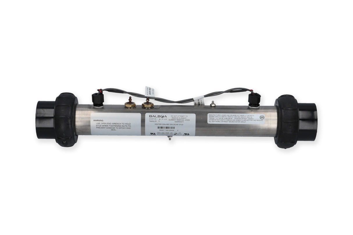 Heater Assembly, Balboa M7, VS/EL, 5.5kW, 230V, 2" x 15"Long, w/2 Sensors, Tailpieces : 58083