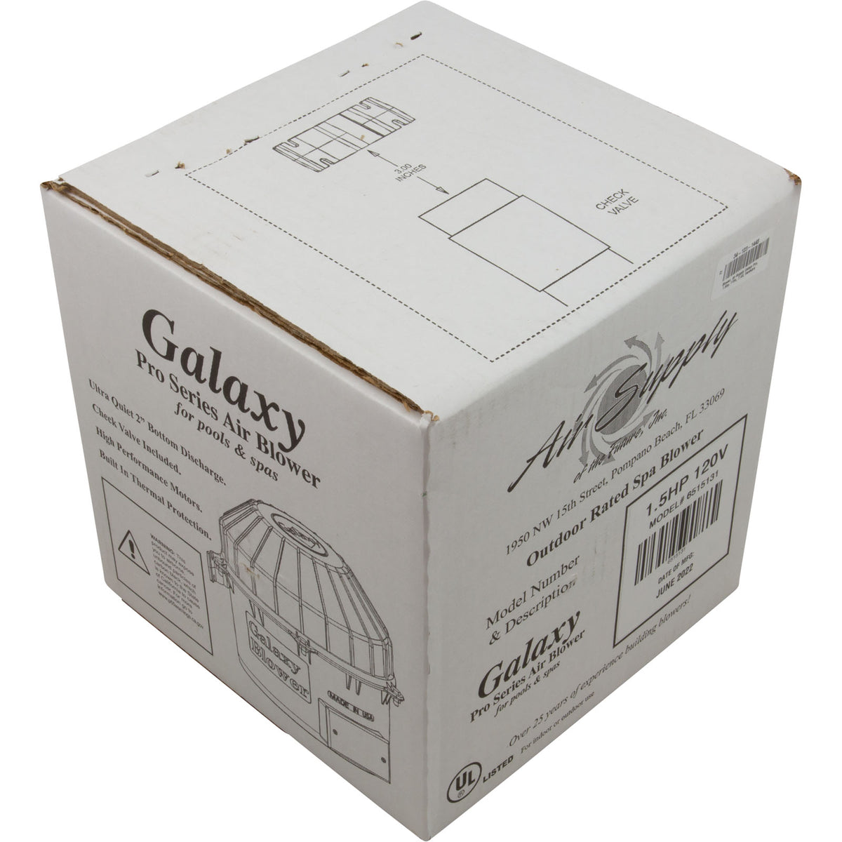 Blower, Air Supply Galaxy Pro, 1.5hp, 115v, 7.4A, Hardwire : 6515131