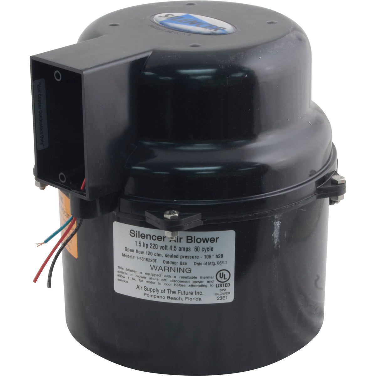 Blower, Air Supply Silencer, 1.5hp, 230v, 4.5A, Hardwire : 6315241