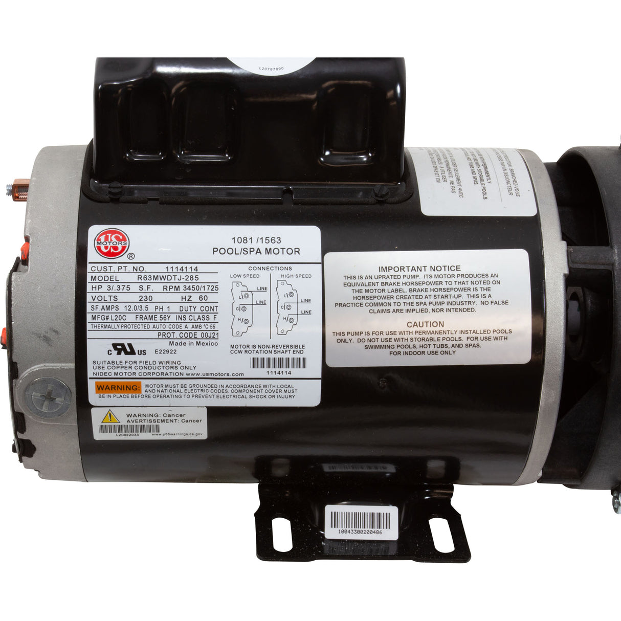 Pump, BWG Vico Ultimax, 3.0hp, 230v, 2-Spd, 56fr, 2", Side Disch : 5235212-S - Balboa Water Group - 5235212-S - PartsForSpas.com