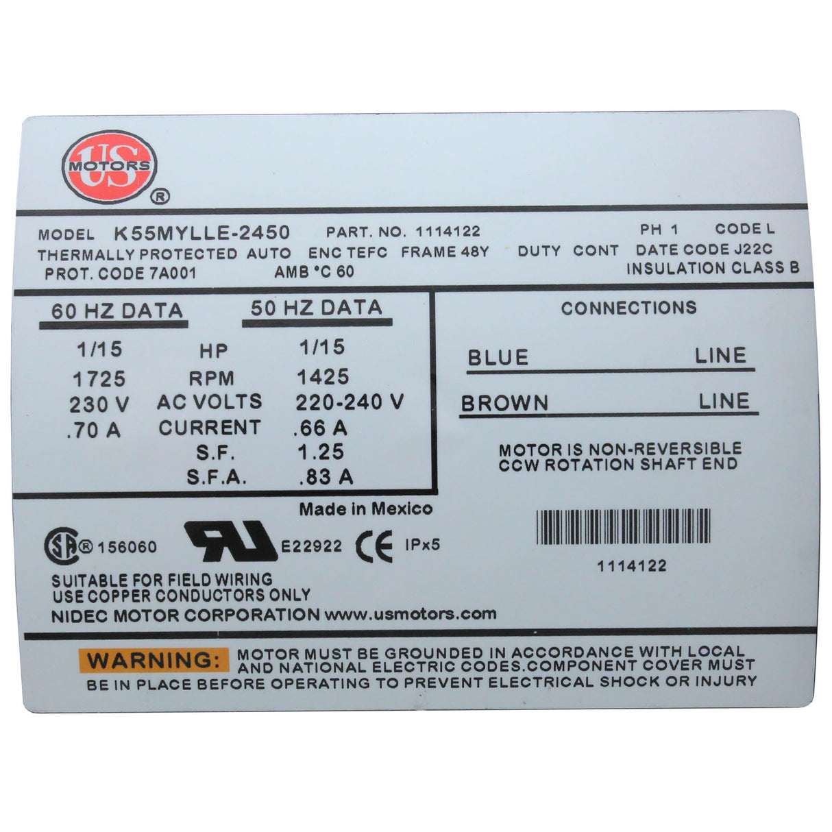 Pump, Circulation, BWG, 1/15hp, 230v, 0.7A, 48Fr, 1-1/2" : 6154106-S - Balboa Water Group - 6154106-S - PartsForSpas.com