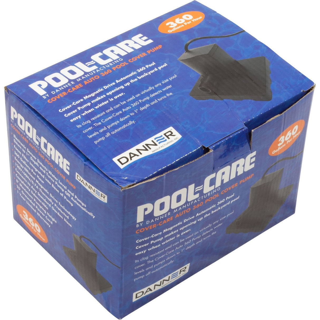 Pump, Submersible, Danner Cover Care Auto 360, 360gph, 3/4"GHT : 02531 - Danner Manufacturing Inc - 02531 - PartsForSpas.com
