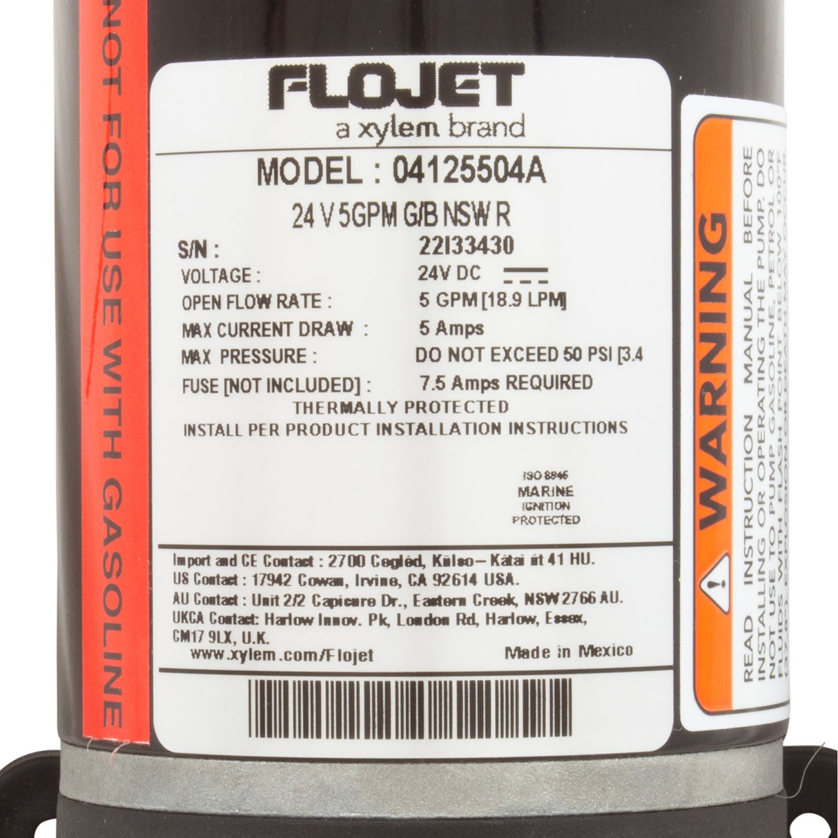Pump, Xylem Flojet 4100 Quad, 24VDC, 5A, 5.0GPM : 4125-504A - Parts For Spas - 4125-504A - PartsForSpas.com