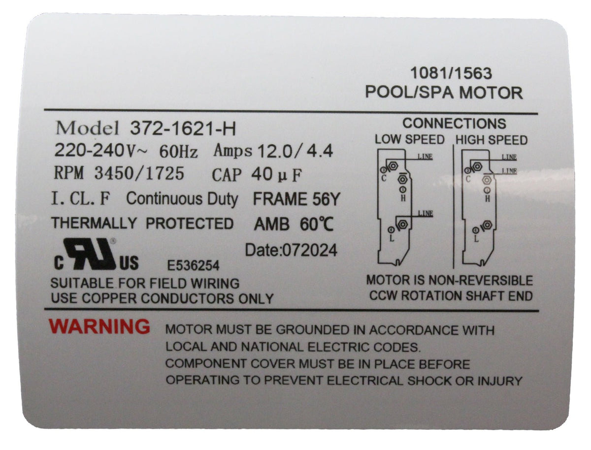 Pump, WW Executive, 4.0hp, 230V, 2-Spd, 56Fr, 2", 8ft Cord : ME-40226-20 - Waterway Plastics - 8.06106E+11 - PartsForSpas.com
