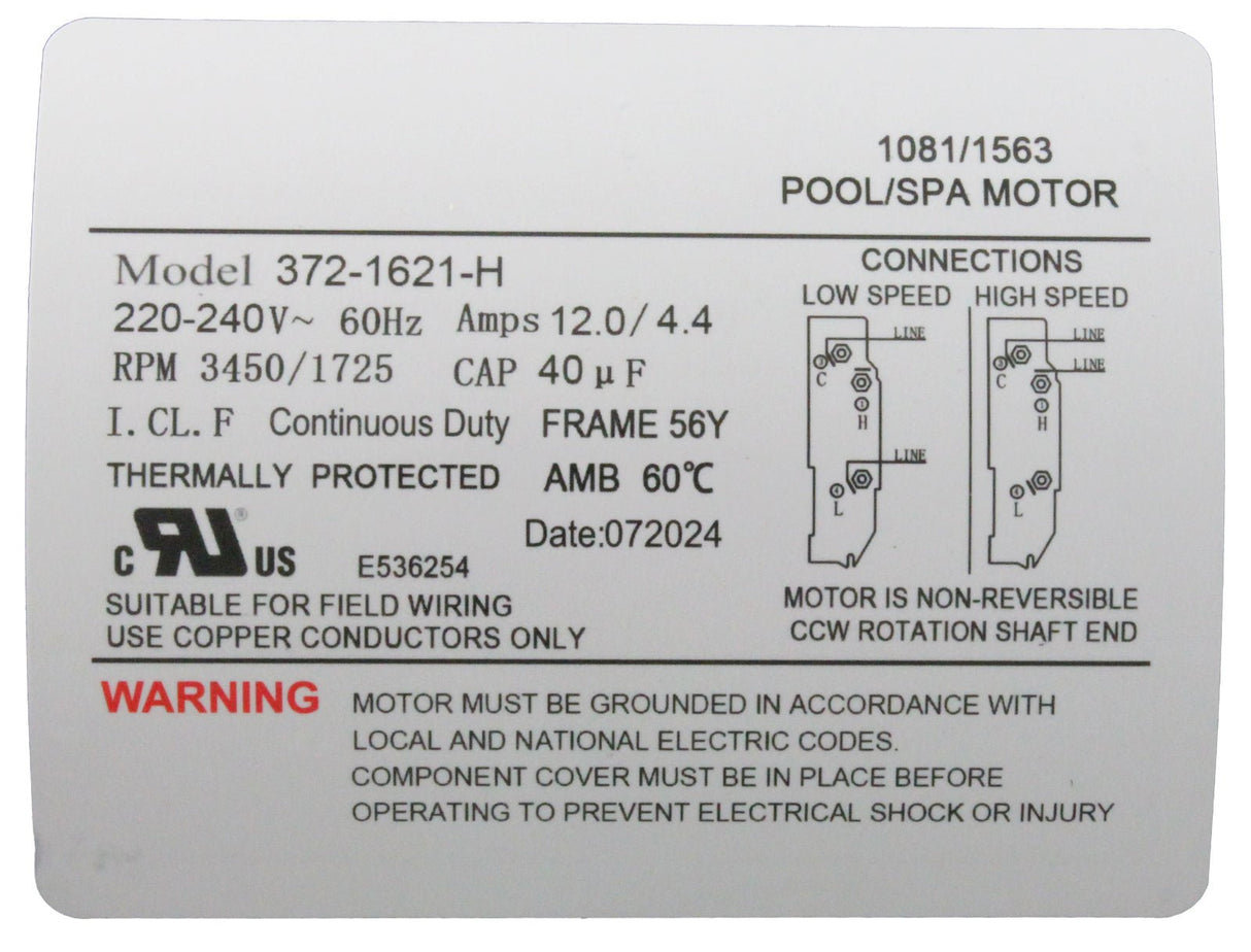 Pump, WW Executive, 4.0hp, 230V, 2-Spd, 56Fr, 2-1/2", 8ft Cord : ME-40226-25 - Waterway Plastics - 806105676023 - PartsForSpas.com