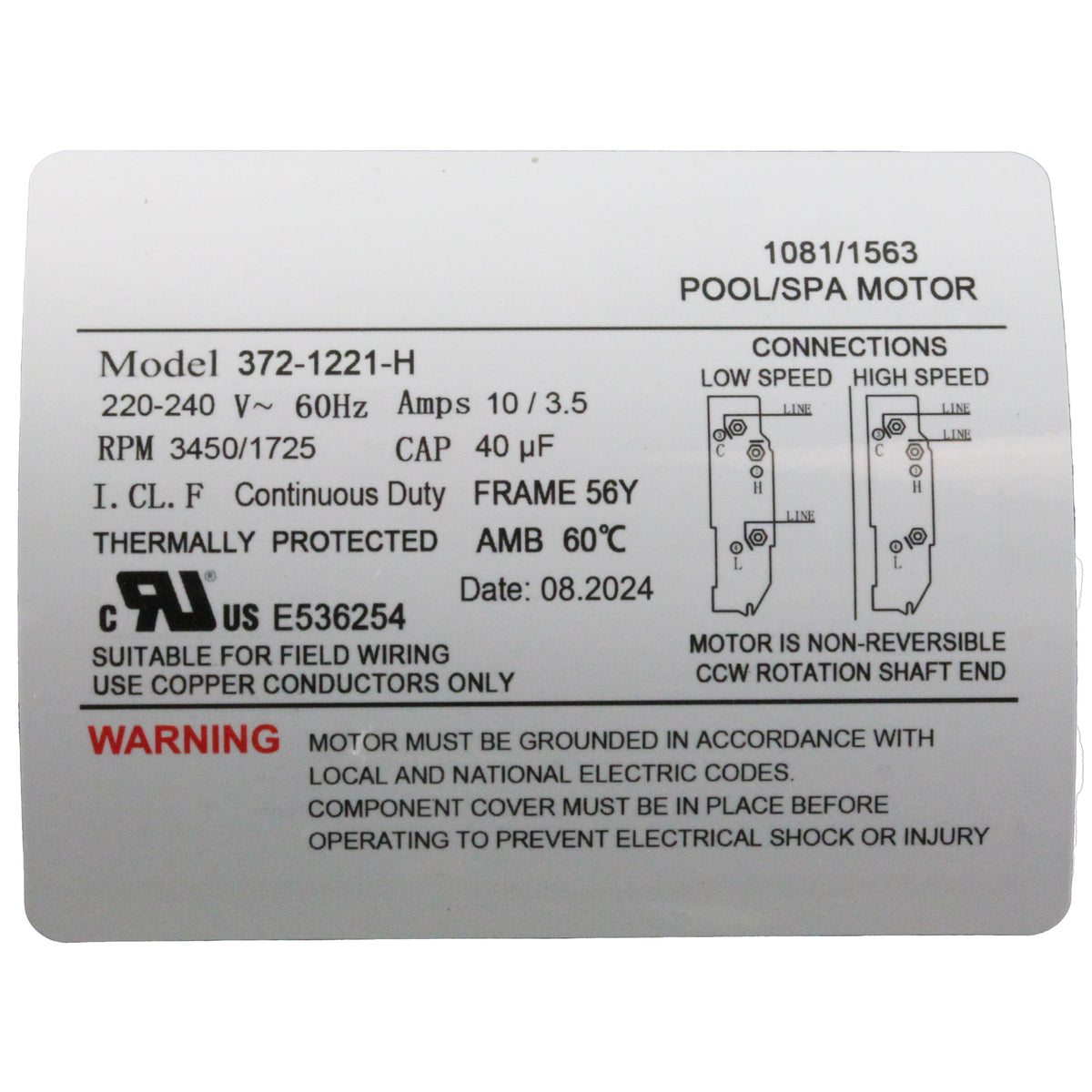 Pump, WW Executive, 3.0hp, 230V, 2-Spd, 56Fr, 2-1/2", 8ft Cord : ME-30226-25 - Waterway Plastics - 8.06106E+11 - PartsForSpas.com