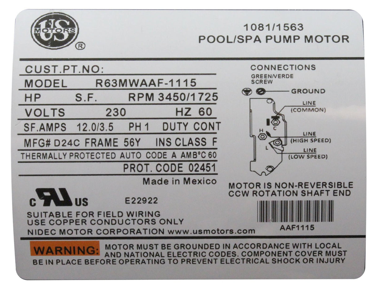 Pump, WW Exec, 4.0hp, 230v, 2-Spd, 56fr, 2-1/2" x 2", OEM : 3721621-13 - Waterway Plastics - 3721621-13 - PartsForSpas.com