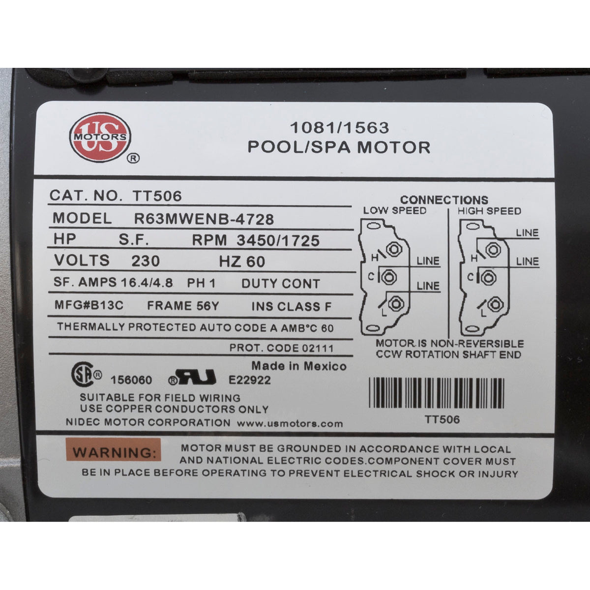 Pump, WW Exec, 5.0hp, 230v, 2-Spd, 56fr, 2-1/2" x 2", OEM : 3722021-13