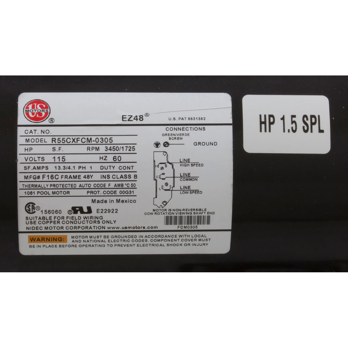Pump, WW Hi-Flo, 1.5SPL, 115v, 2-Spd, 48fr, 2", OEM : 3420610-10 - Waterway Plastics - 806105071828 - PartsForSpas.com