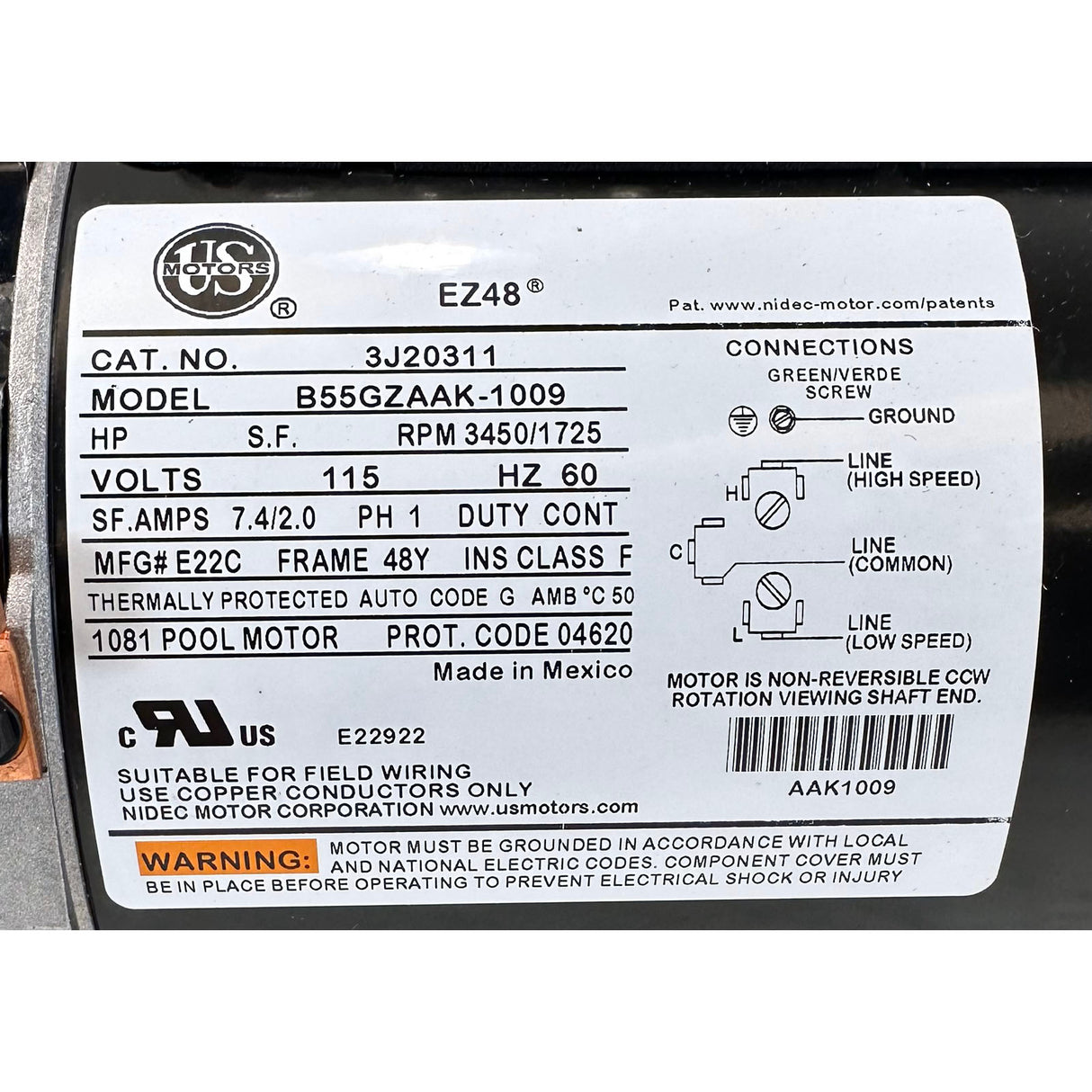 Pump, WW Hi-Flo II, 1.0SPL, 2-Spd, 115v, 6"Trp, ft Nema, Vert : SD-07-2-N - Waterway Plastics - SD-07-2-N - PartsForSpas.com